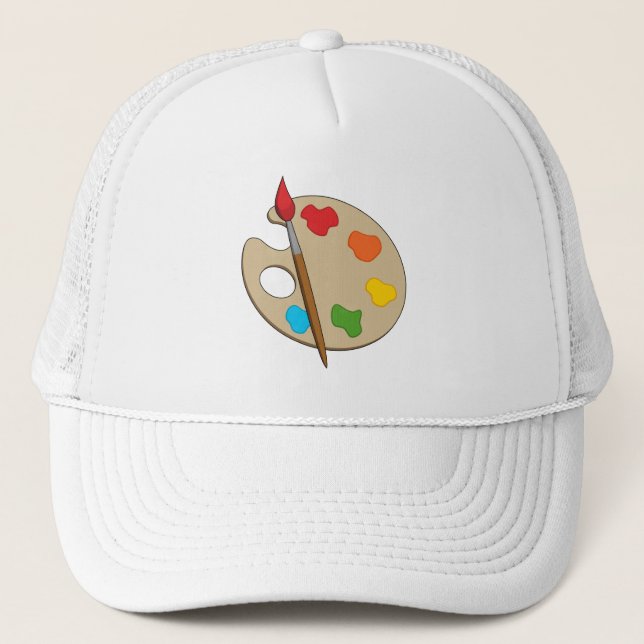 Artist Palette with Paint Brush Trucker Hat (Front)