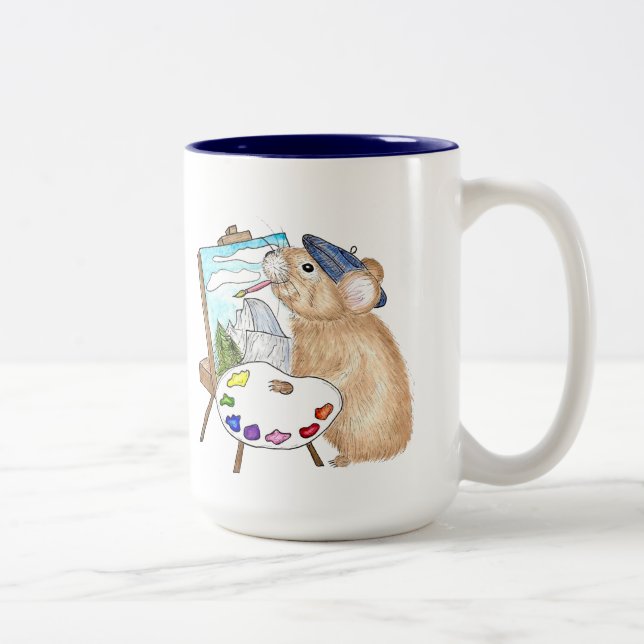 Artist Pika Plein Air Painter Yosemite  Two-Tone Coffee Mug (Right)