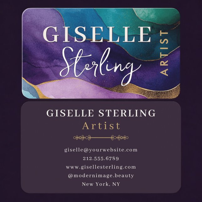 Artist Purple Gold Professional Business Card (Creator Uploaded)