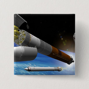 Artist rendition of a heavy-lift rocket 15 cm square badge