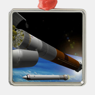 Artist rendition of a heavy-lift rocket metal tree decoration