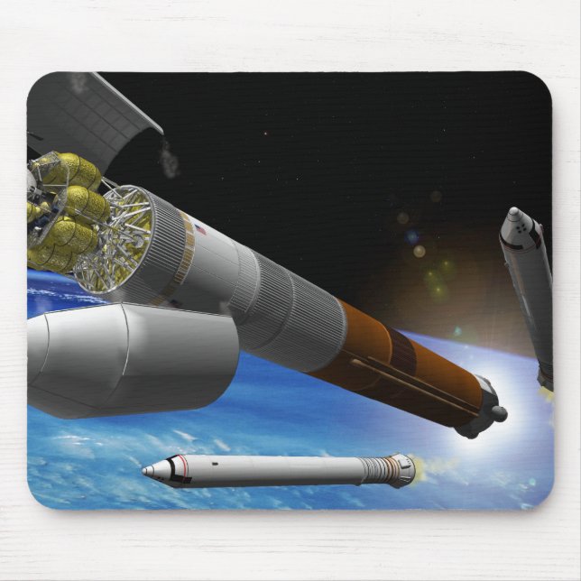 Artist rendition of a heavy-lift rocket mouse mat (Front)