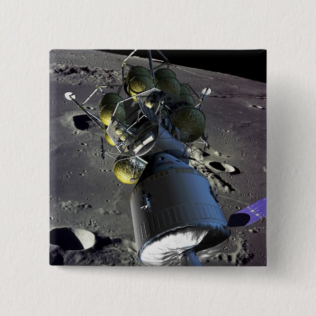 Artist rendition of a new spaceship to the moon 15 cm square badge (Front)