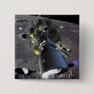 Artist rendition of a new spaceship to the moon 15 cm square badge