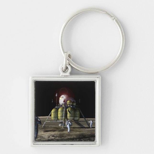 Artist rendition of a new spaceship to the moon 2 key ring (Front)