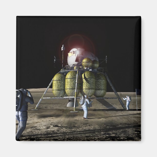 Artist rendition of a new spaceship to the moon 2 magnet (Front)