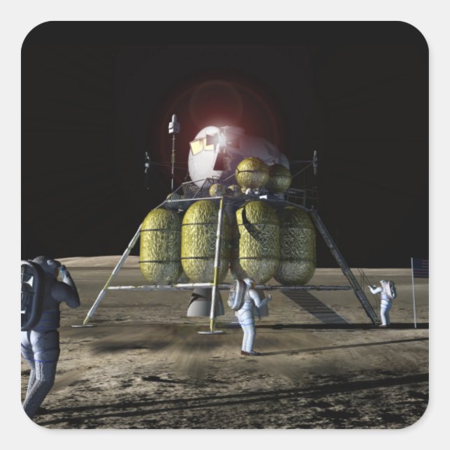 Artist rendition of a new spaceship to the moon 2 square sticker (Front)