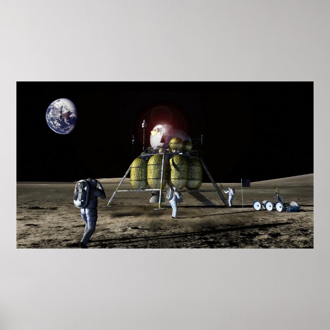 Artist rendition of a new spaceship to the moon poster (Front)
