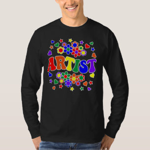 ARTIST-Retro Groovy Vintage, Flowers, Hearts, Star T-Shirt