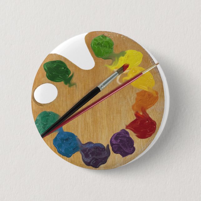Artist`s palette colour wheel 6 cm round badge (Front)