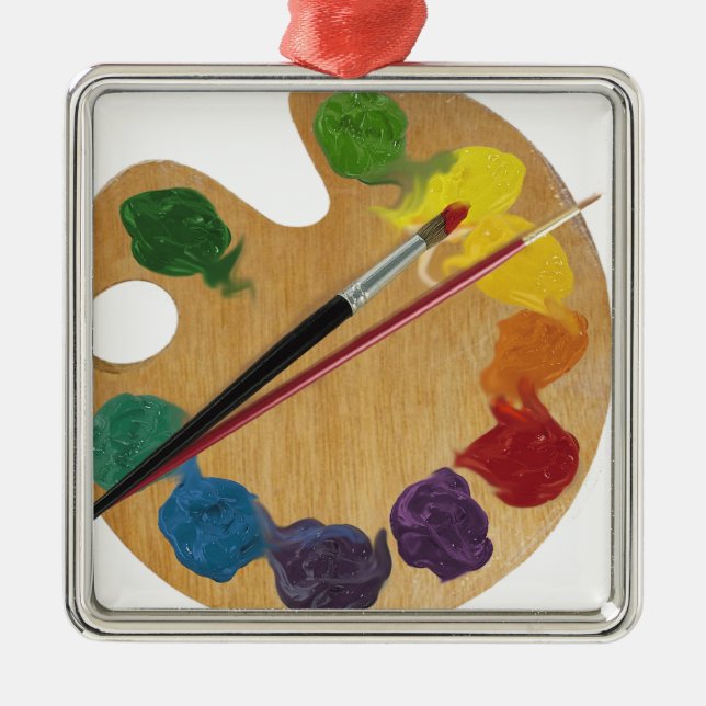 Artist`s palette colour wheel metal tree decoration (Front)