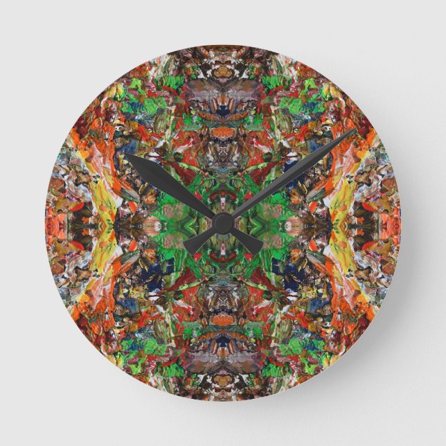 Artist’s Palette: Expressive Paint Stroke Pattern Round Clock (Front)