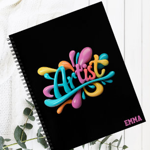 Artist Script Typography,Colourful, Stylish Modern Notebook
