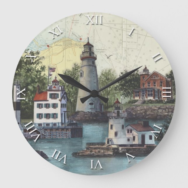 Artist Series Clock - The Guiding Lights of Ohio (Front)