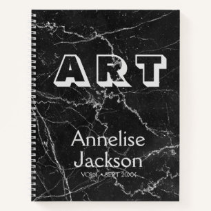 Artist sketchbook name personalised marble notebook