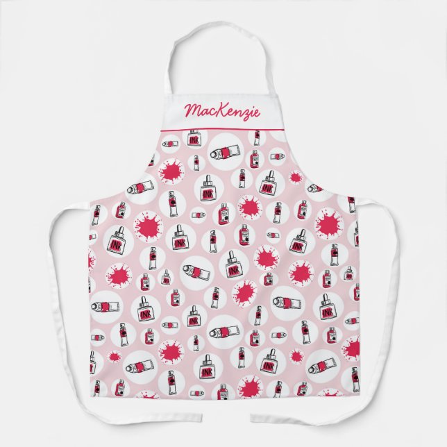 Artist Smock Art Supplies Pattern Personalised Apron (Front)