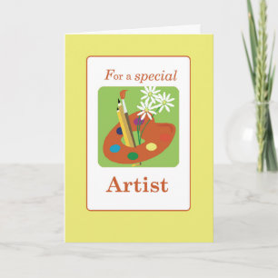 Artist Thank You for Gift Palette Flowers Pencils Card
