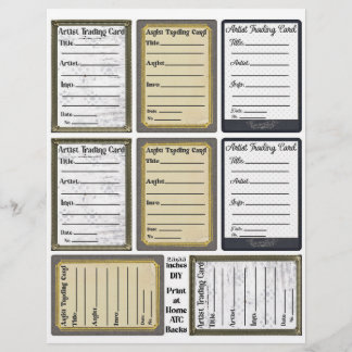 Artist Trading Card Back Sheet
