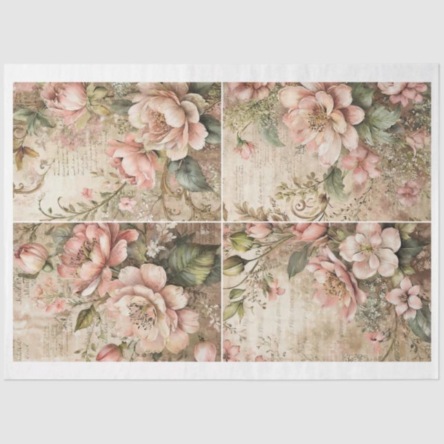 Artist Victorian Flower Junk Journal Backgrounds B Tissue Paper (Front)