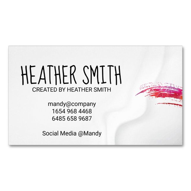 Artist / Watercolor Brushed | Silky Drapery Magnetic Business Card (Front)