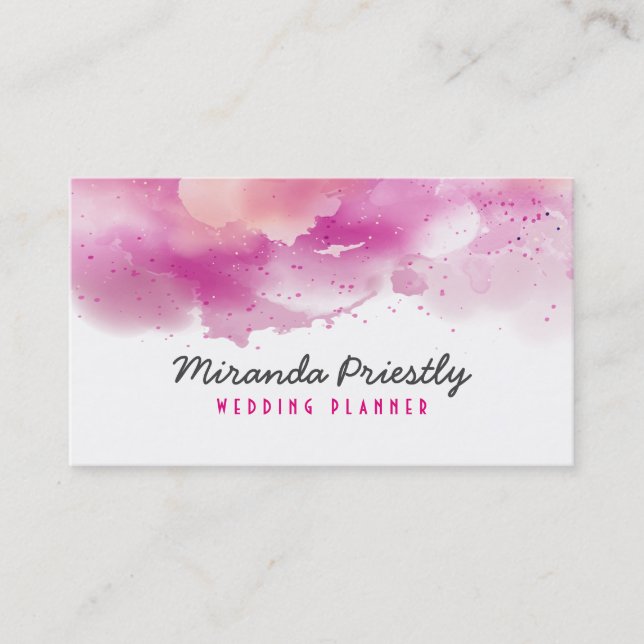 Artist Watercolor Style Paint Splatter Chic Business Card (Front)