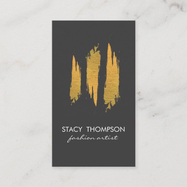 Artistic 3 Faux Gold Brushed Pattern Business Card (Front)