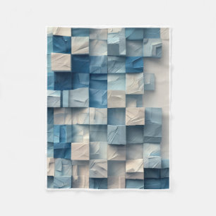 Artistic 3D Blue Wooden Cubes Fleece Blanket