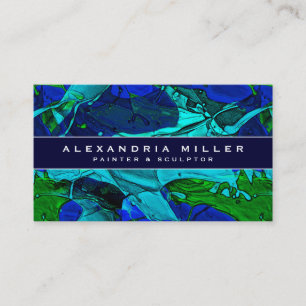 Artistic Abstract Blue Colour Splash Business Card