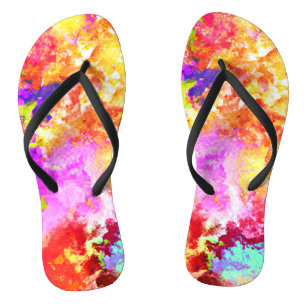 Artistic Abstract Colour Explosions Flip Flops