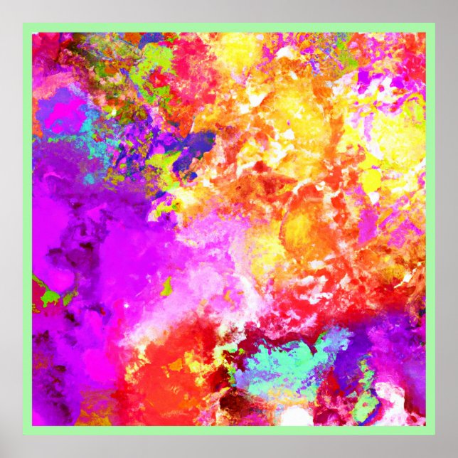 Artistic Abstract Colour Explosions Poster (Front)
