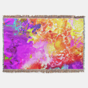 Artistic Abstract Colour Explosions Throw Blanket
