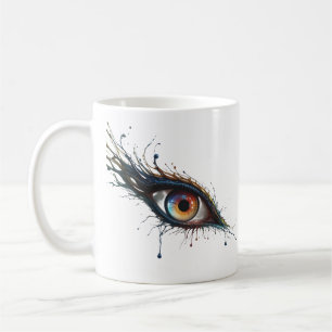 Artistic Abstract Eye with Colourful Paint Splatte Coffee Mug
