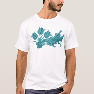 Artistic ABSTRACT FLOWER Statement Design T-Shirt