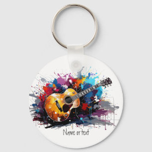 Artistic Abstract Guitar Music Lover's Art  Key Ring