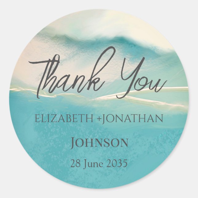 Artistic Abstract Landscape  Wedding Thank You  Classic Round Sticker (Front)