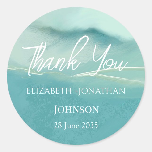 Artistic Abstract Landscape  Wedding Thank You  Classic Round Sticker (Front)