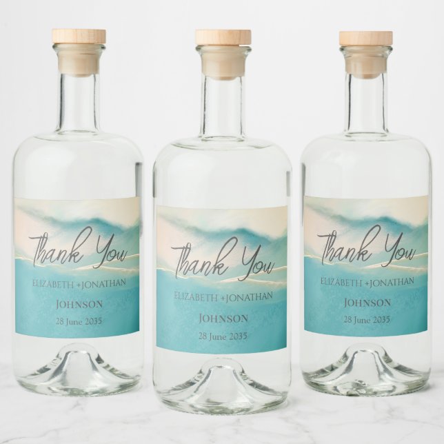 Artistic Abstract Landscape  Wedding Thank You  Liquor Bottle Label (Bottles)