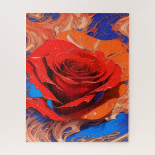 Artistic Abstract Marbled Rose   Jigsaw Puzzle