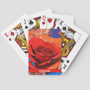 Artistic Abstract Marbled Rose Playing Cards