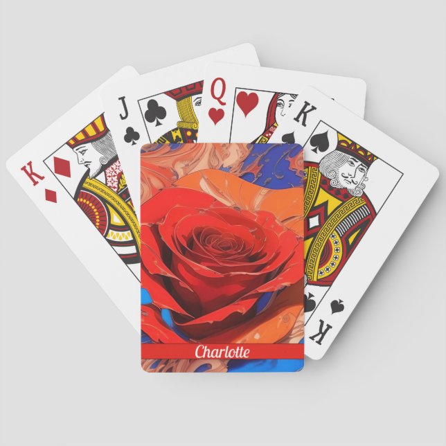 Artistic Abstract Marbled Rose   Playing Cards (Back)