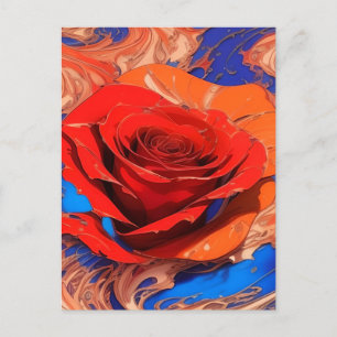Artistic Abstract Marbled Rose   Postcard
