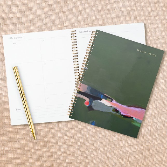 Artistic  Abstract Painting  Planner (planner with green abstract painting cover)