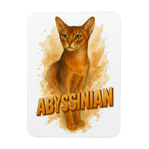 Artistic Abyssinian Cat Illustration Watercolor Magnet