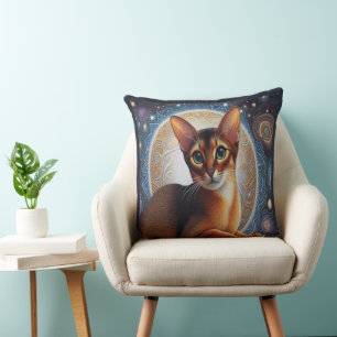 Artistic Abyssinian Cat, Modern Abyssinian Kitten Cushion