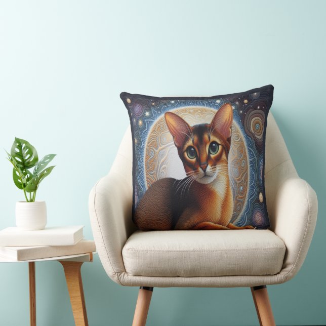 Artistic Abyssinian Cat,  Modern Abyssinian Kitten Cushion (Chair)