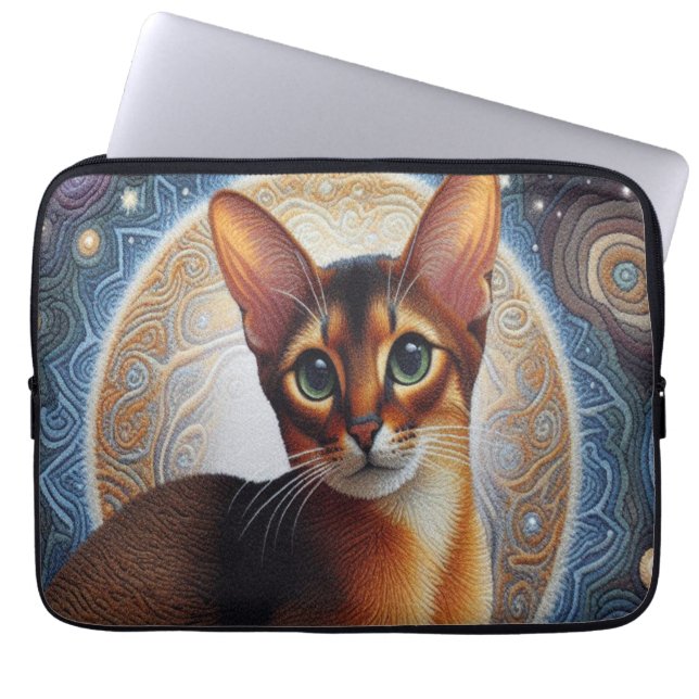 Artistic Abyssinian Cat,  Modern Abyssinian Kitten Laptop Sleeve (Front)