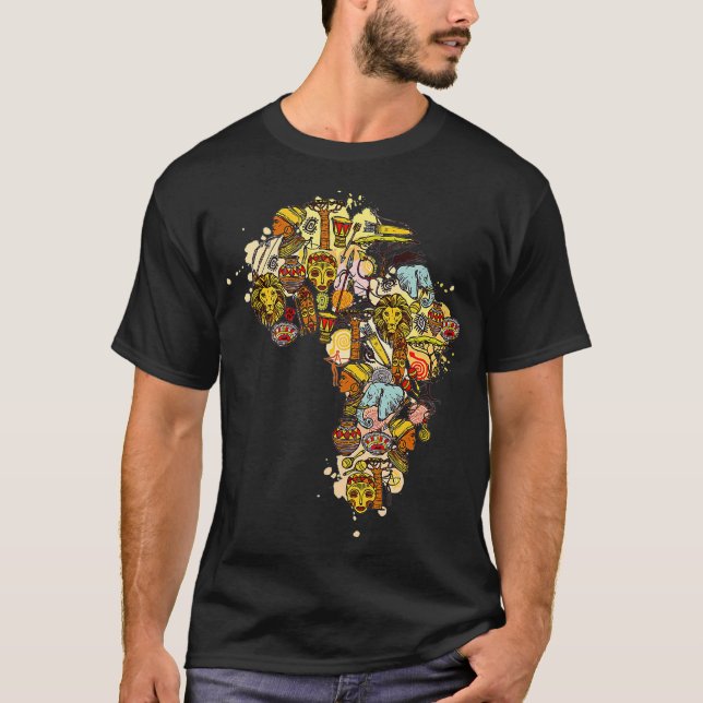 Artistic african map black history month African A T-Shirt (Front)