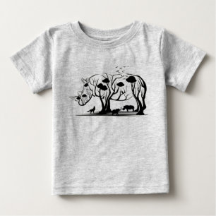 Artistic African Rhino Tree Art Wild Nature Baby T-Shirt
