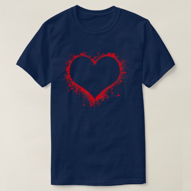 Artistic and Goth Colourful Red and Black Heart an T-Shirt (Design Front)