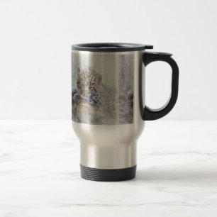 artistic animal baby leopard travel mug